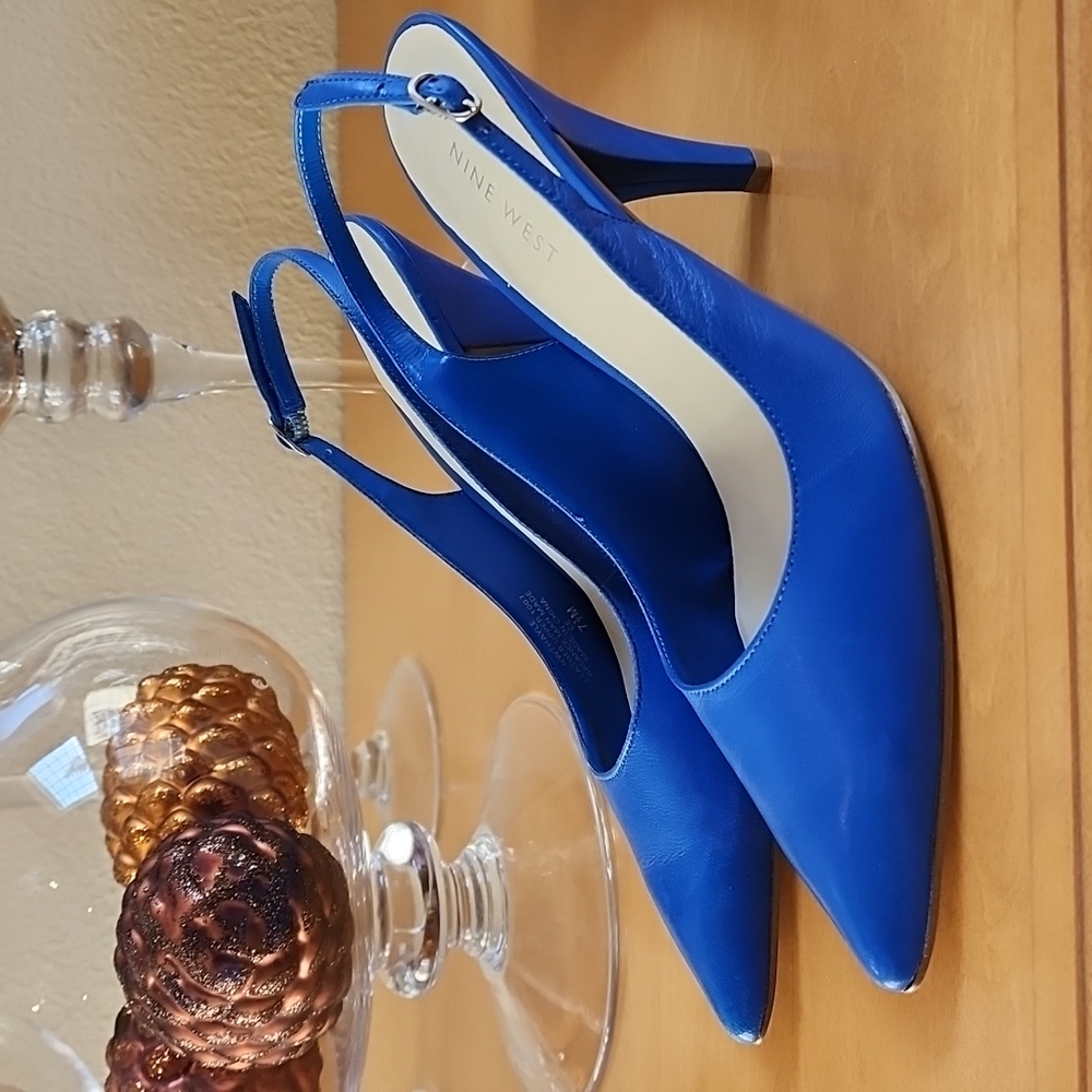 Brand new!! Nine West Thayle Blue Leather Slingback Heels size 7.5